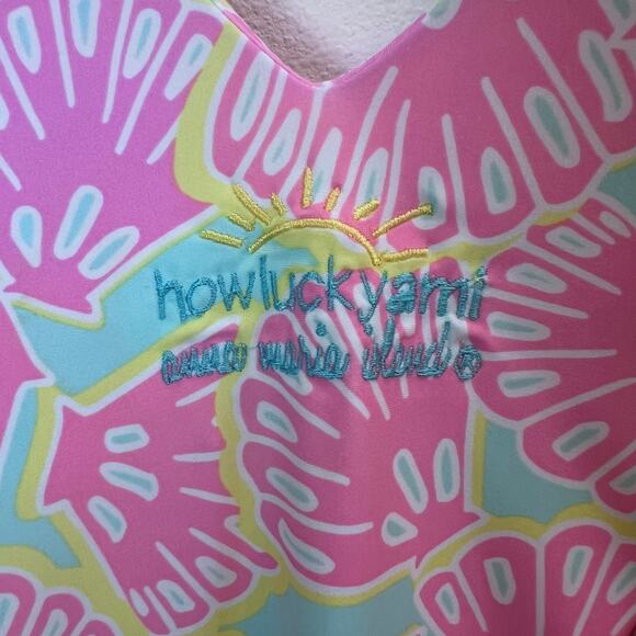 Women's Shellicious Seaside Ridge Pink Blue Beachy Maxi Dress M Barbiecore $116 - Picture 7 of 7